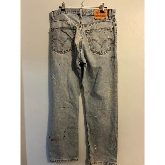 0096 DISTRESSED GRUNGE Levi Jeans Regular Fit 505 Size 33 30 - Picture 7 of 11